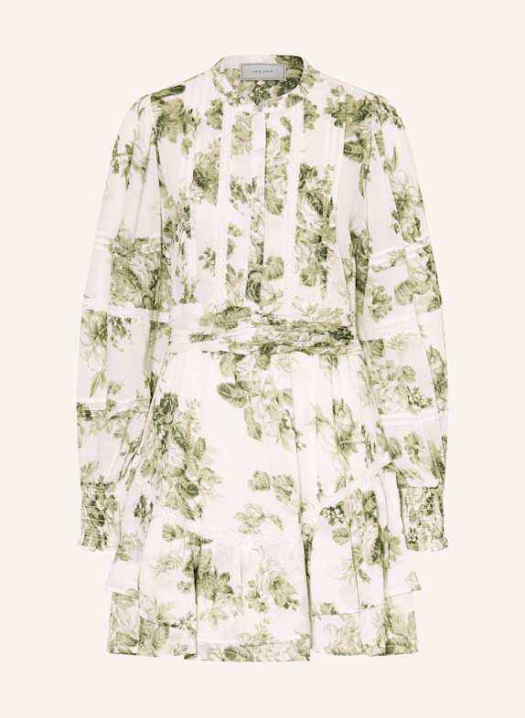NEO NOIR Robe ROBERTA FLOWER FLOW avec dentelle ajourée BLANC/ VERT CLAIR