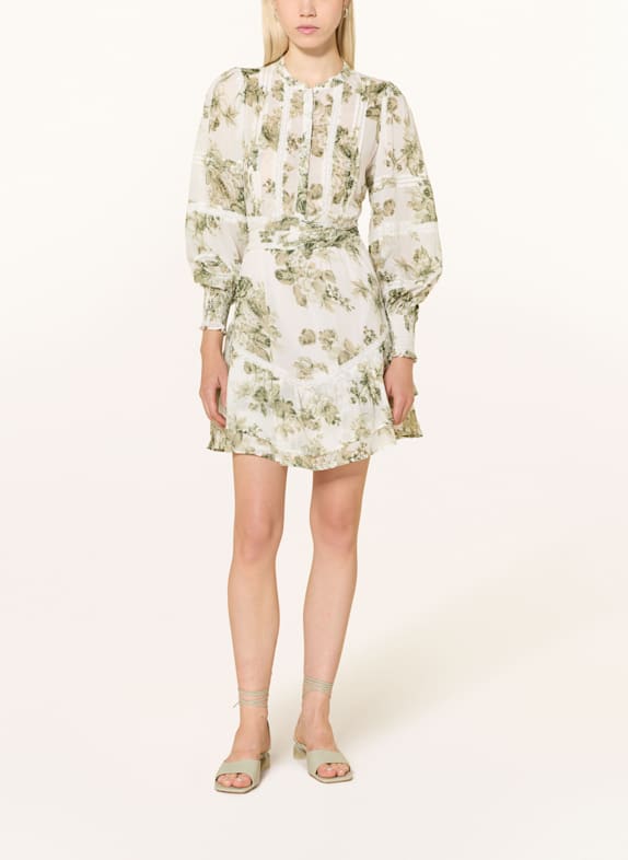 NEO NOIR Robe ROBERTA FLOWER FLOW avec dentelle ajourée BLANC/ VERT CLAIR