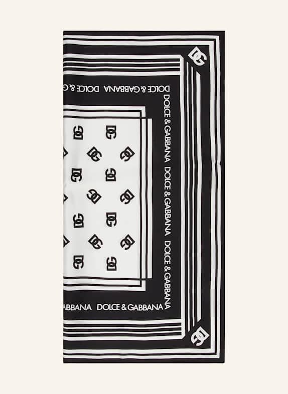 DOLCE & GABBANA Hedvábný šátek ČERNÁ/ BÍLÁ