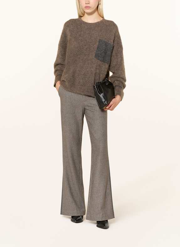 MOS MOSH Broek MMRHYS SISSE met galonstrepen GRIJS / DONKERGRIJS / MARRON FONCÉ
