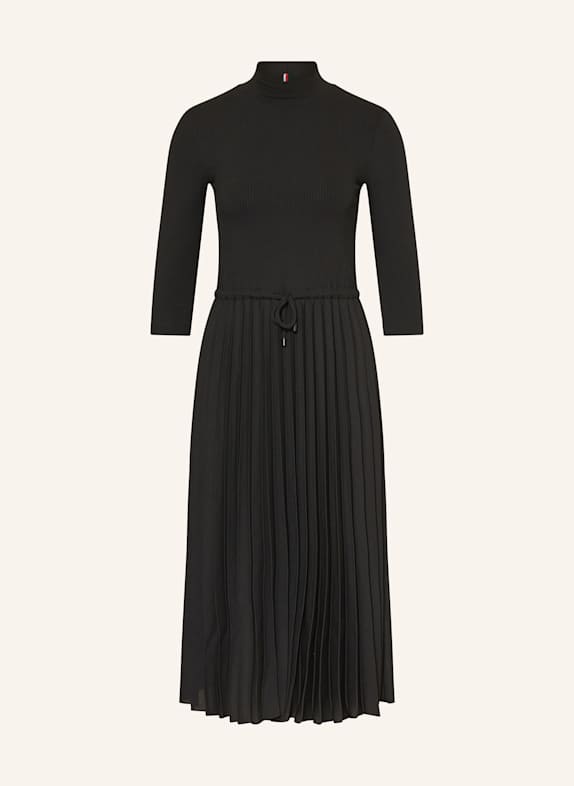 TOMMY HILFIGER Kleid im Materialmix mit 3/4-Arm SCHWARZ