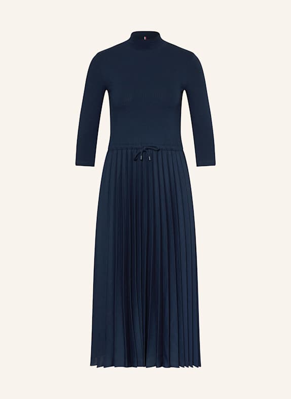 TOMMY HILFIGER Kleid im Materialmix mit 3/4-Arm DUNKELBLAU