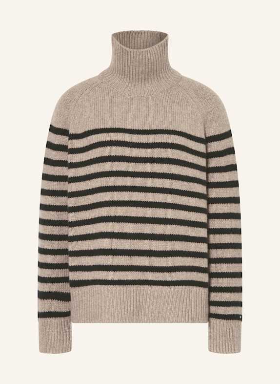 TOMMY HILFIGER Pullover mit Cashmere BEIGE / SCHWARZ