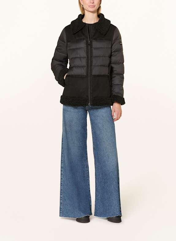 FRIEDA & FREDDIES Steppjacke EVAN im Materialmix mit Teddyfell SCHWARZ