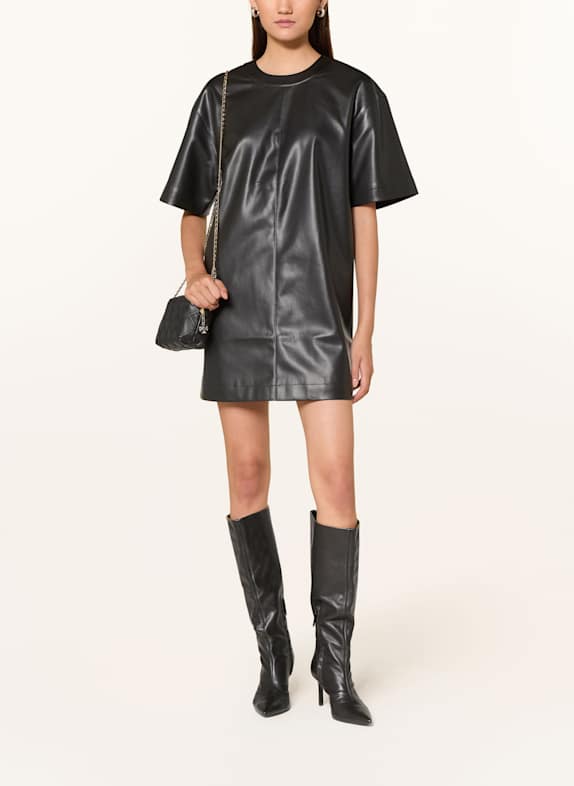 Calvin Klein Jeans Kleid in Lederoptik SCHWARZ