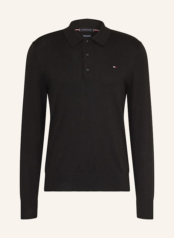 TOMMY HILFIGER Strick-Poloshirt SCHWARZ