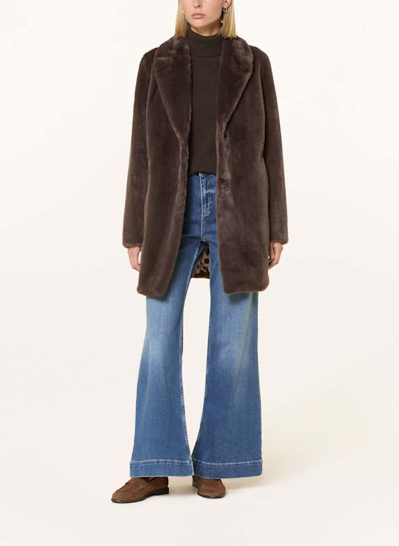 White Label Faux fur coat BROWN