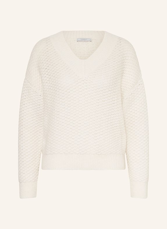 PESERICO A Cube crew-neck T-shirt Toni neutri und Glitzergarn ECRU