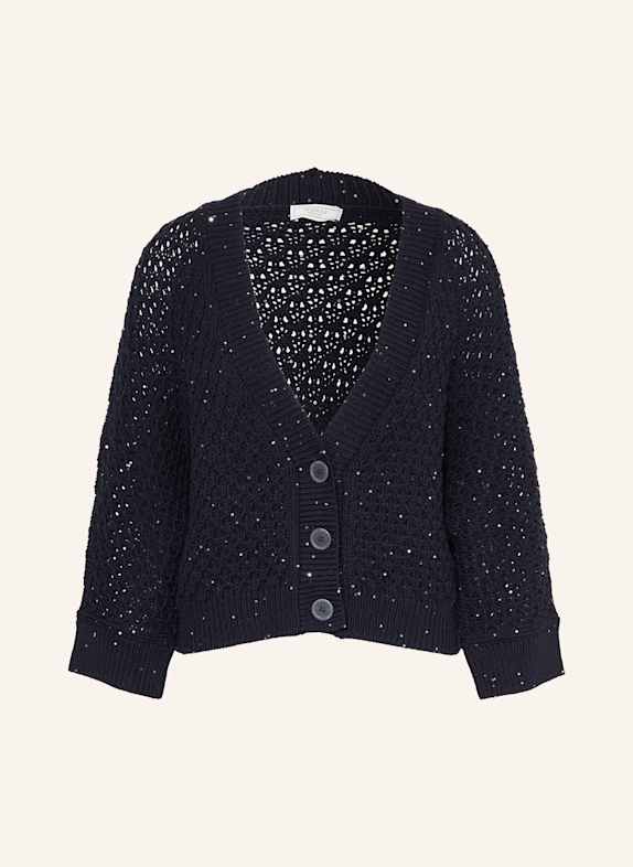 PESERICO Strickjacke mit Pailletten und 3/4-Arm DUNKELBLAU