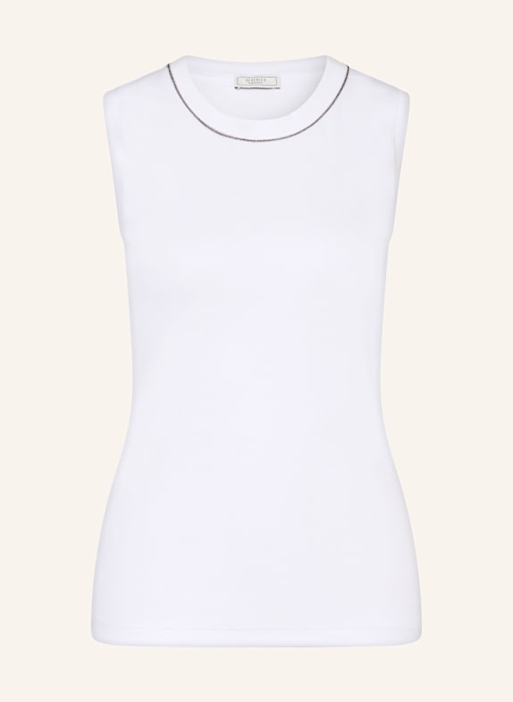 PESERICO Top with decorative gems WHITE