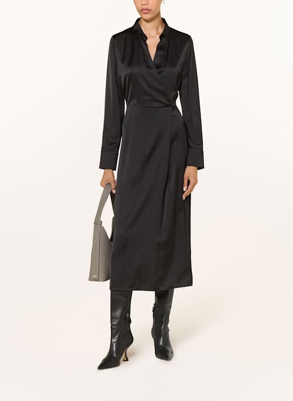 MARC CAIN Satinkleid in Wickeloptik 900 BLACK