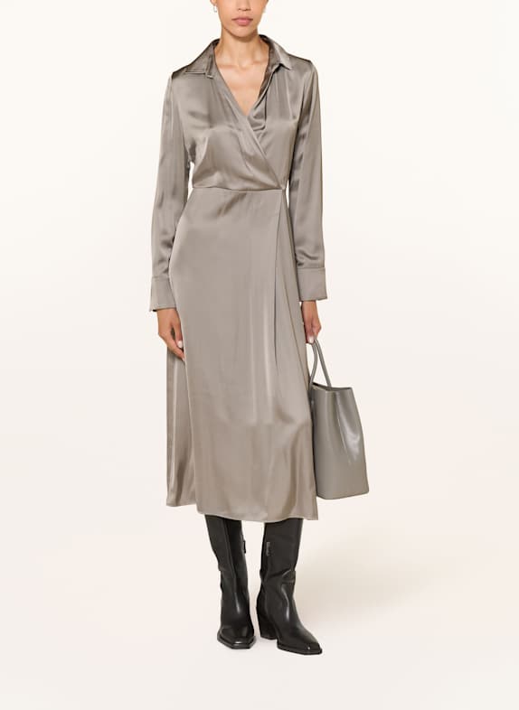 MARC CAIN Satinkleid in Wickeloptik 836 soft charcoal