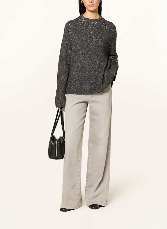 MARC CAIN Pullover mit Glitzergarn und Schmucksteinen 842 flannel