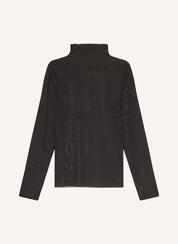 MARC CAIN Longsleeve aus Mesh mit Schmucksteinen 900 BLACK