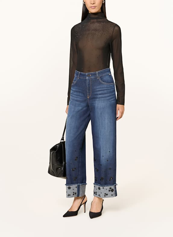 MARC CAIN Longsleeve aus Mesh mit Schmucksteinen 900 BLACK