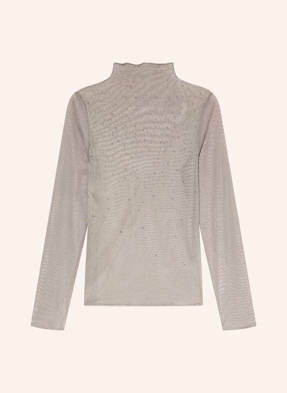 MARC CAIN Longsleeve aus Mesh mit Schmucksteinen 836 soft charcoal
