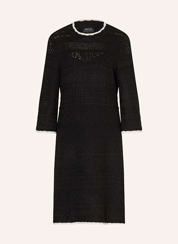 MARC CAIN Sukienka szydełkowa z rękawami 3/4 CZARNY