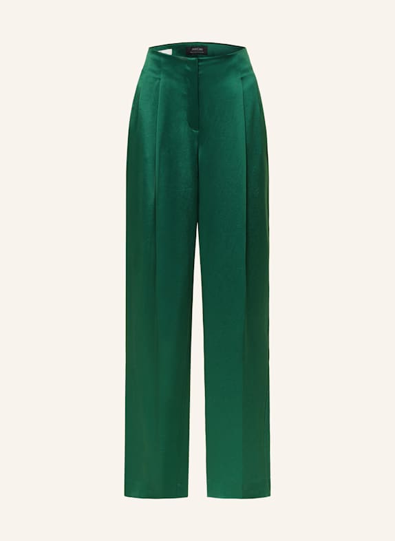 MARC CAIN Wide leg trousers in satin 556 dark jade green