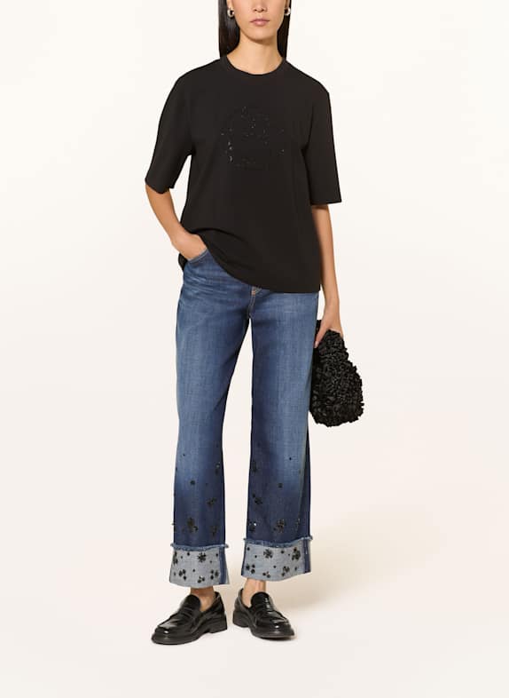 MARC CAIN T-Shirt mit Schmucksteinen 900 BLACK