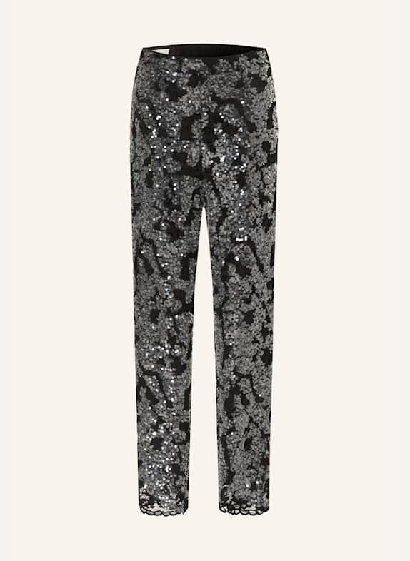 MARC CAIN FRIA lace trousers with sequins 900 BLACK