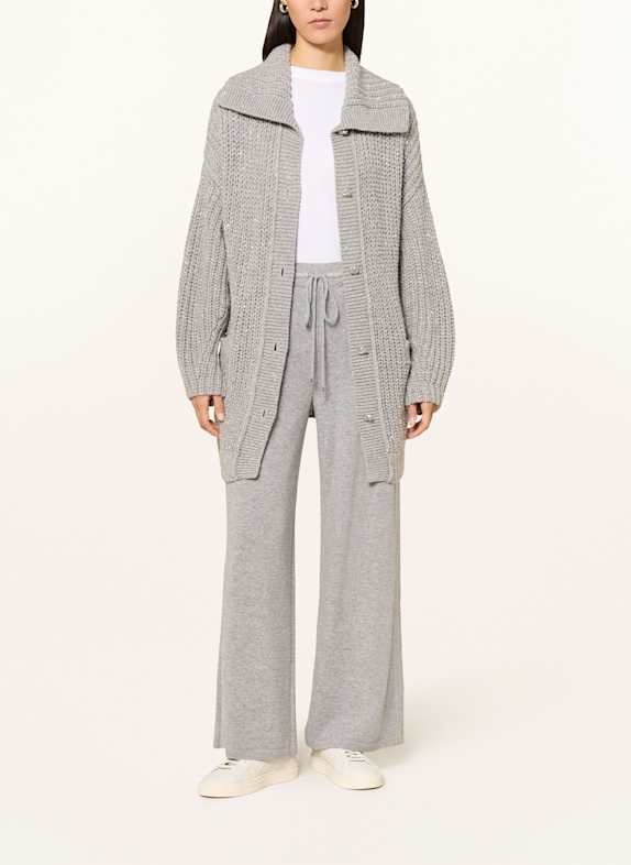 MARC CAIN Oversized-Strickjacke mit Cashmere und Pailletten 820 GREY