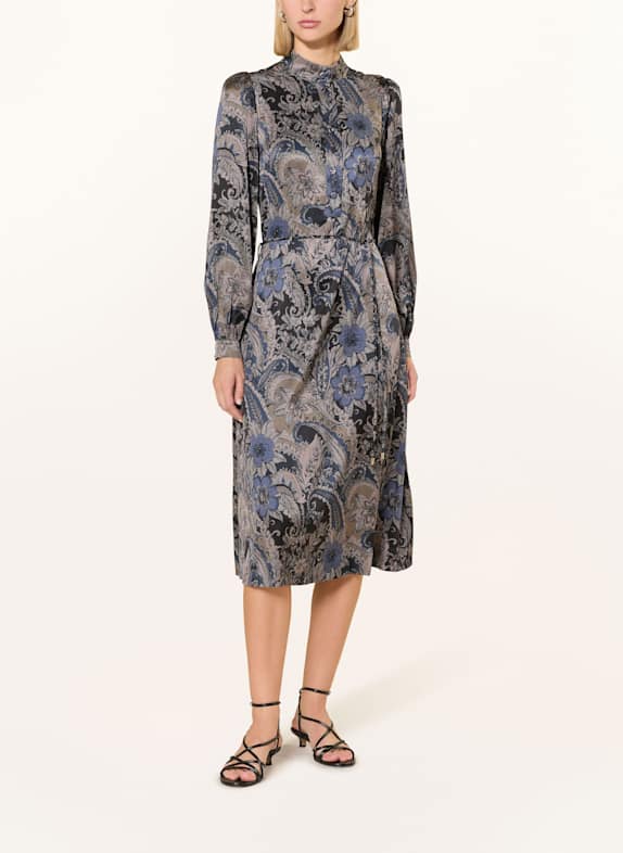dea kudibal Seidenkleid TEODORADEA TAUPE / DUNKELBLAU
