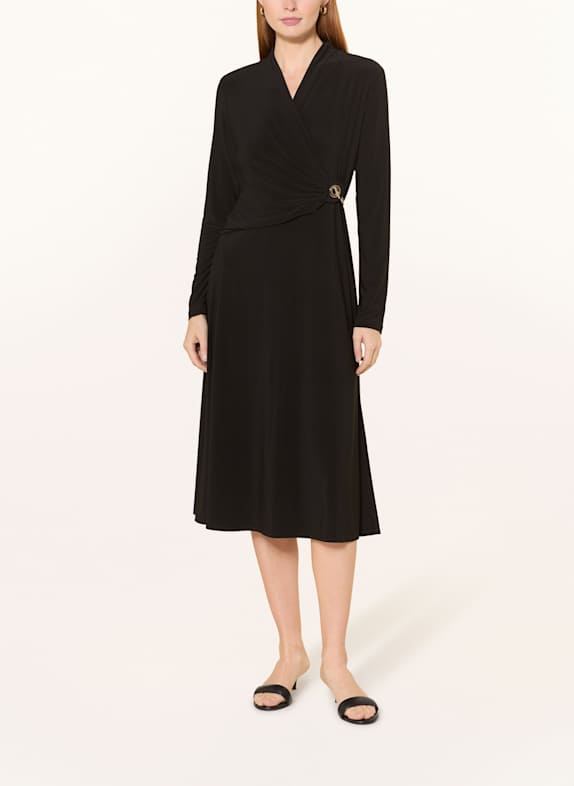 Joseph Ribkoff Robe en jersey effet cache-cœur à manches 3/4 NOIR