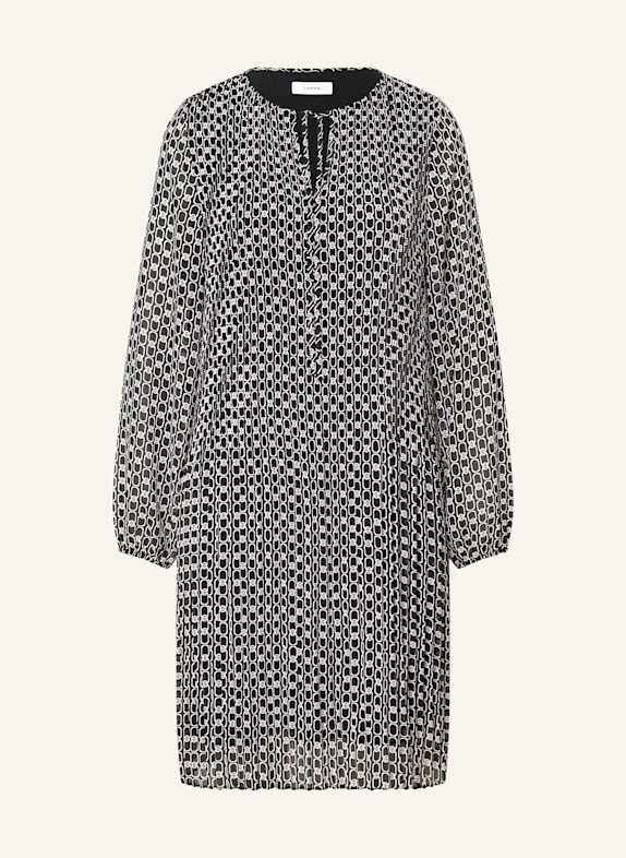 comma Plisseekleid GRAU/ SCHWARZ