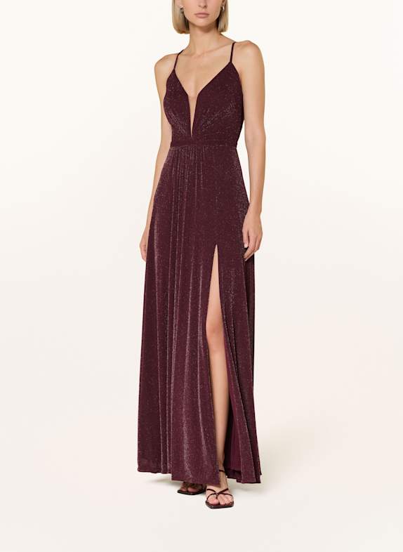 VM Vera Mont Abendkleid mit Glitzergarn und Cut-outs DUNKELROT