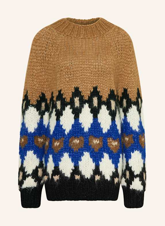 MAIAMI Oversized-Pullover aus Alpaka BRAUN/ BLAU/ SCHWARZ