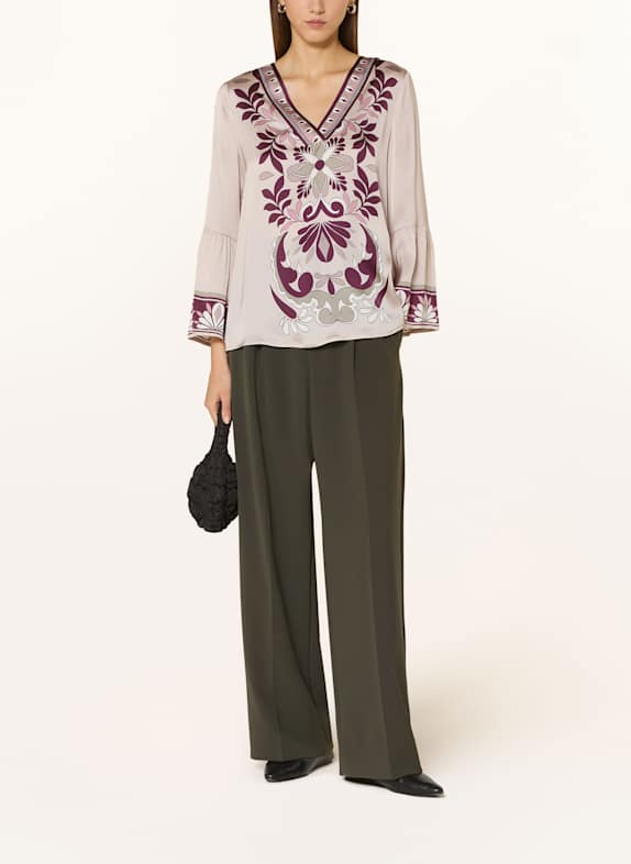 Grace Blouse-shirt van satijn TAUPE / FUCHSIA / WIT