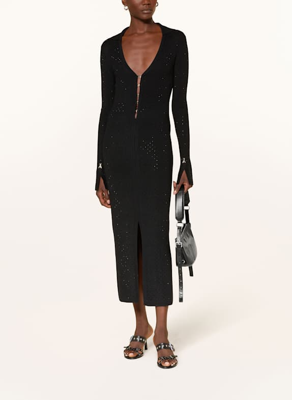 PATRIZIA PEPE Strickkleid mit Schmucksteinen SCHWARZ