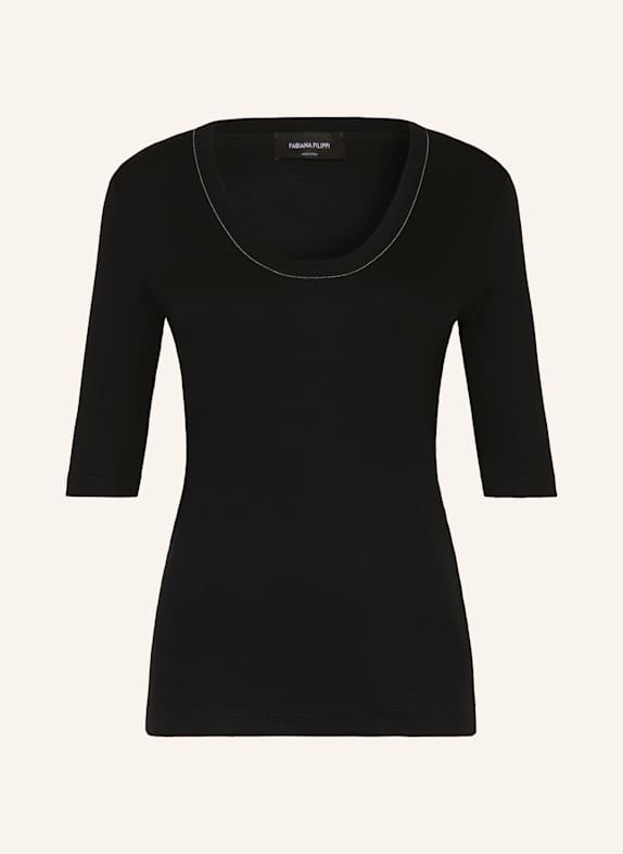 FABIANA FILIPPI T-Shirt mit Schmucksteinen SCHWARZ