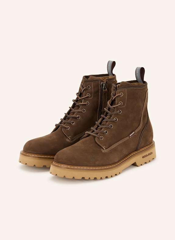 WOOLRICH Schnürboots DUNKELBRAUN/ HELLBRAUN