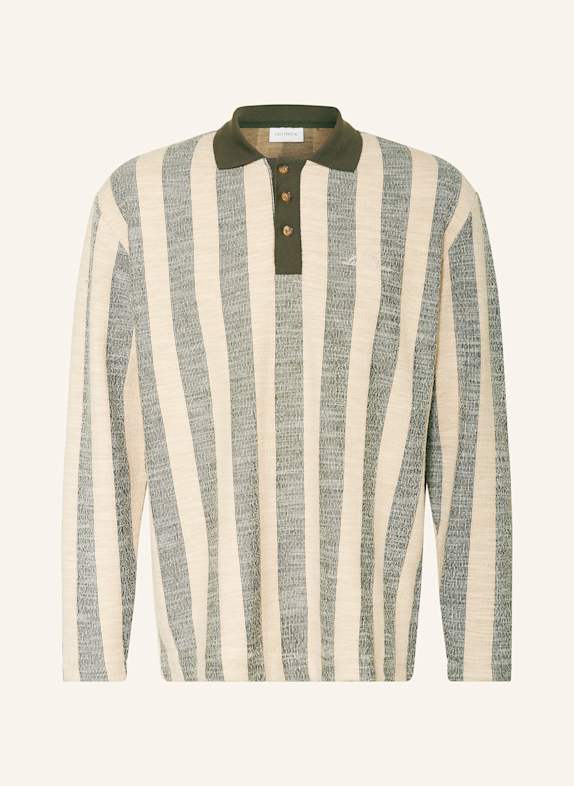 LES DEUX Żakardowa koszulka polo BEŻOWY / CIEMNOZIELONY