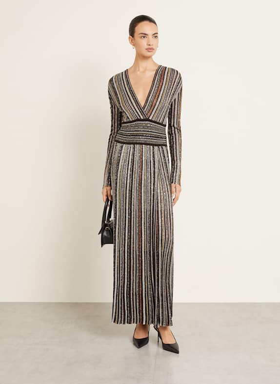MISSONI Knit dress with sequins BROWN / CREAM / SILVER