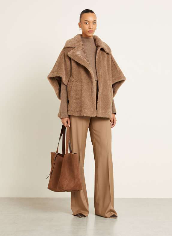 Max Mara Cape TEBE avec alpaga MARRON