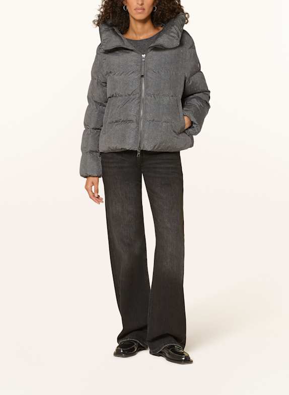 BLONDE No.8 Steppjacke mit Schmucksteinen GRAU/ GRÜN/ SILBER