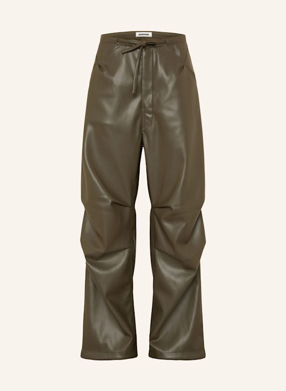 DARKPARK Spodnie DAISY z imitacji skóry OLIWKOWY