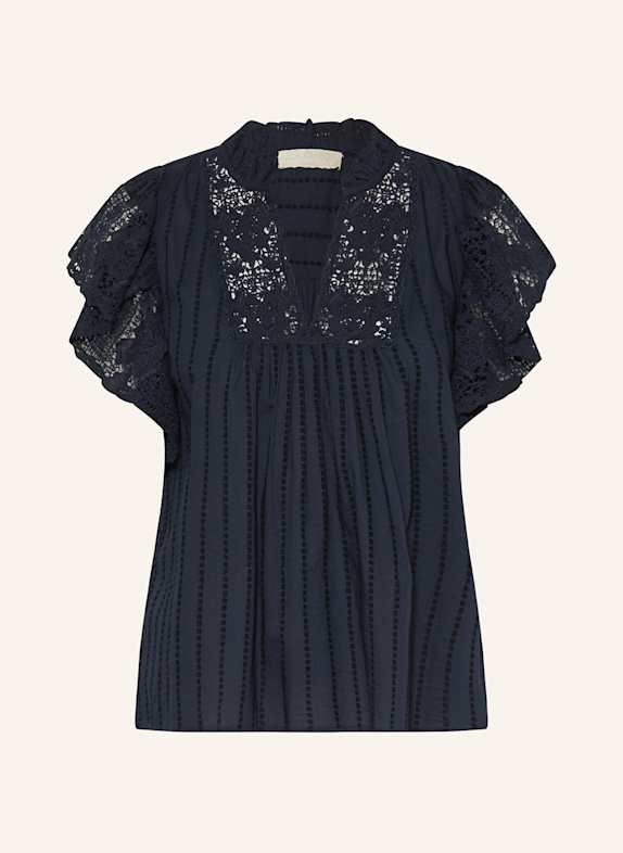 ULLA JOHNSON Blusentop JOLIE mit Spitze DUNKELBLAU