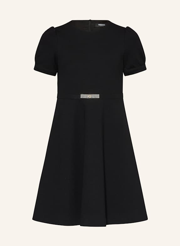 VERSACE Jerseykleid mit Schmucksteinen SCHWARZ