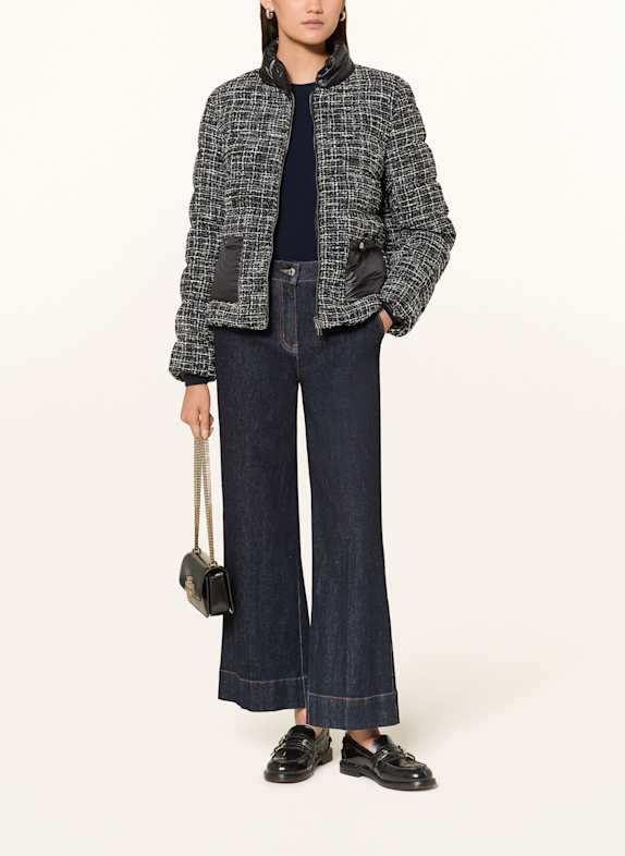 HERNO Tweed down jacket with glitter yarn DARK BLUE/ WHITE