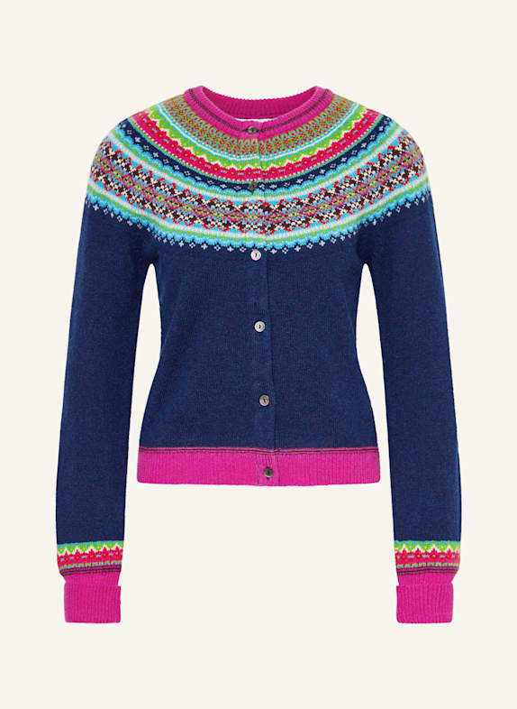 ERIBÉ Strickjacke ALPINE DUNKELBLAU/ NEONPINK/ HELLGRÜN
