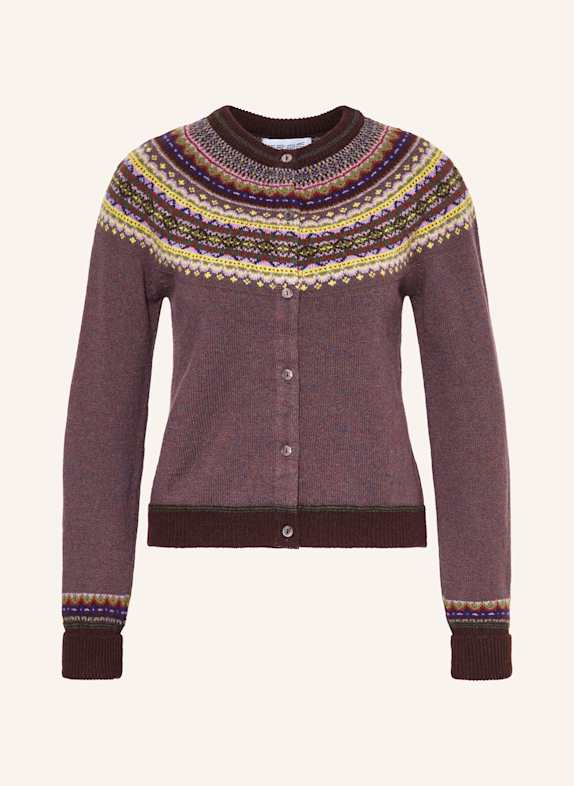 ERIBÉ Strickjacke ALPINE DUNKELROT/ BRAUN/ GELB