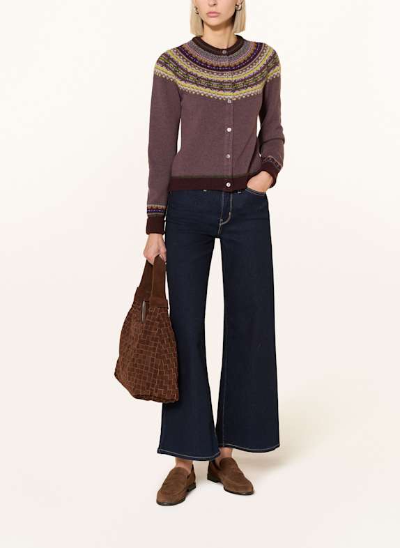 ERIBÉ Strickjacke ALPINE DUNKELROT / BRAUN / GELB