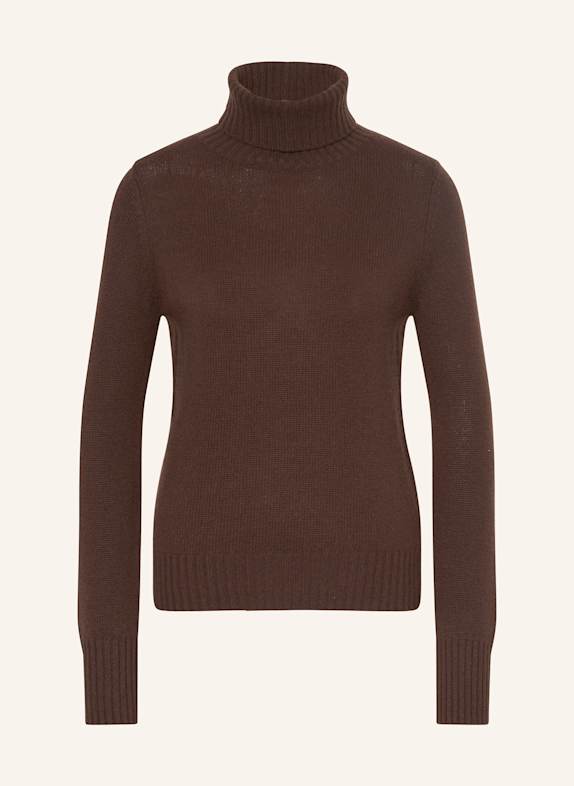 ALLUDE Rollkragenpullover aus Cashmere DUNKELBRAUN