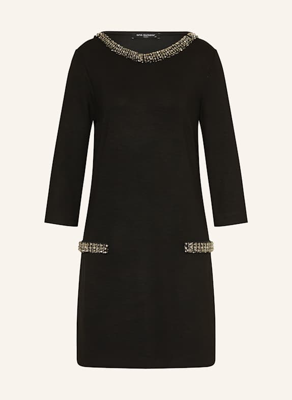 Ana Alcazar Cocktailkleid mit 3/4-Arm und Schmucksteinen SCHWARZ