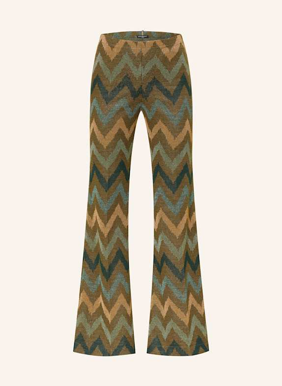 Ana Alcazar Wide leg trousers with glitter thread GOLD/ DARK GREEN/ GREEN
