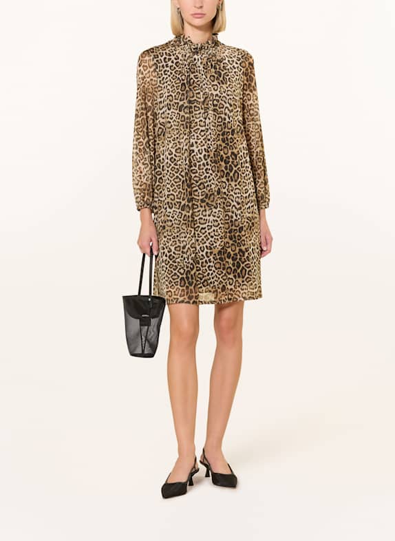 Ana Alcazar Robe de cocktail à volants CHAMEAU/ MARRON FONCÉ/ MARRON CLAIR