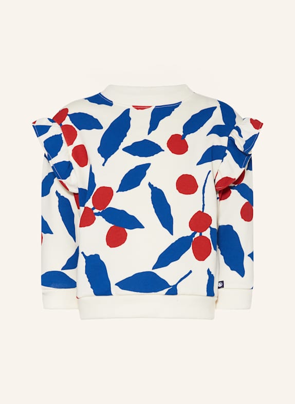 PETIT BATEAU Mikina s volánky KRÉMOVÁ / TMAVĚ MODRÁ / TMAVĚ ČERVENÁ